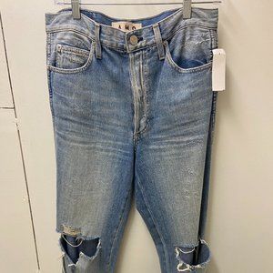 Medium-wash, ripped boyfriend jeans by AMO